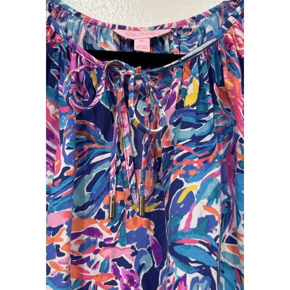 Lilly Pulitzer Willa Blouse Top Women’s Size XL Multicolor Print Coastal Preppy - Picture 5 of 9
